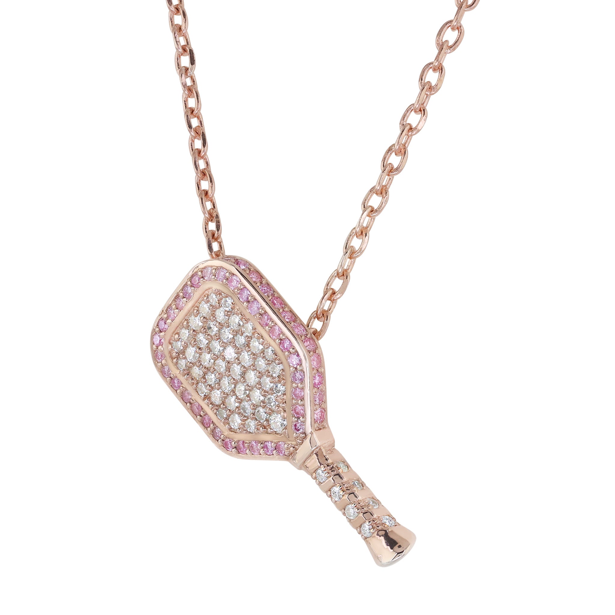 Pink and White Diamond Signature Paddle Necklace