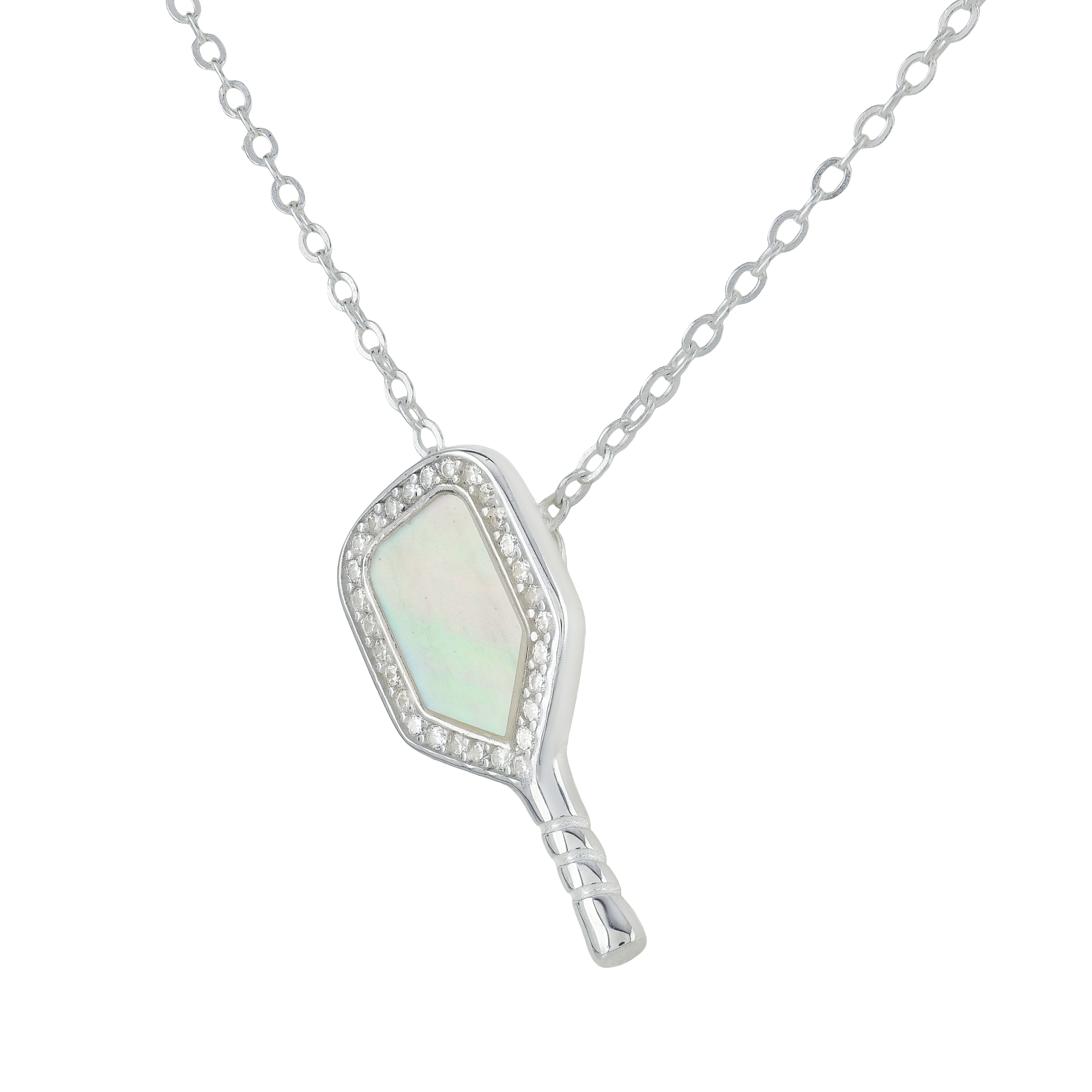 Mother Of Pearl Pickleball Pendant and chain