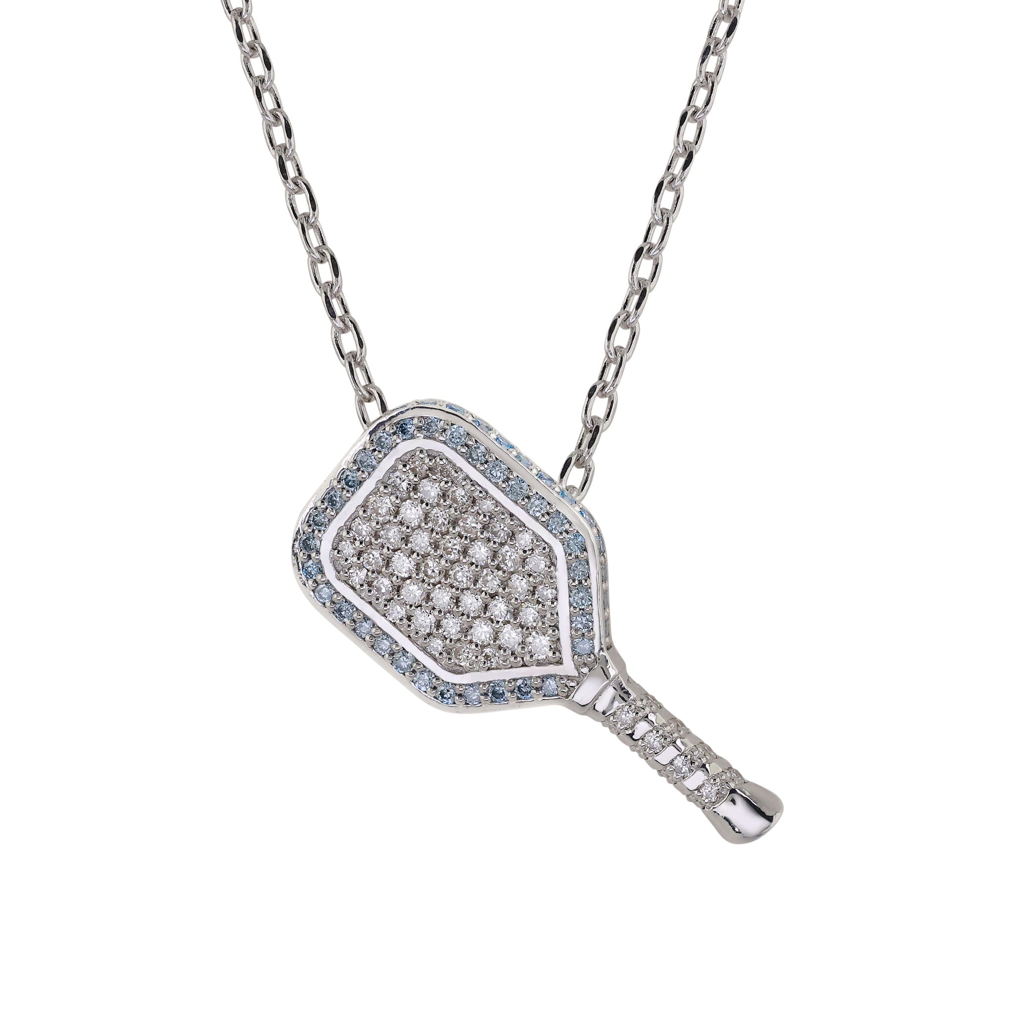 SILVER BLUE AND WHITE DIAMOND SET PADDELLE