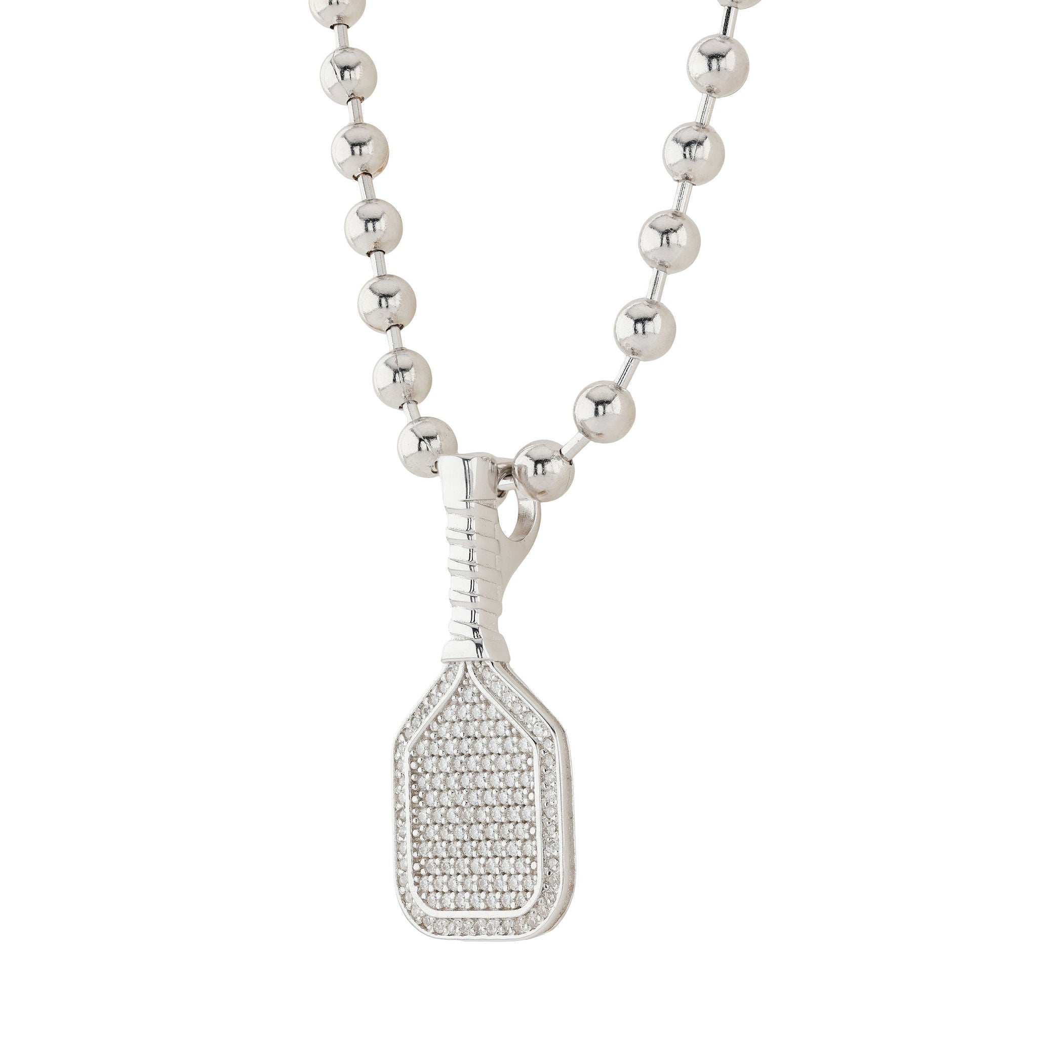 White Moissanite Paddle Necklace