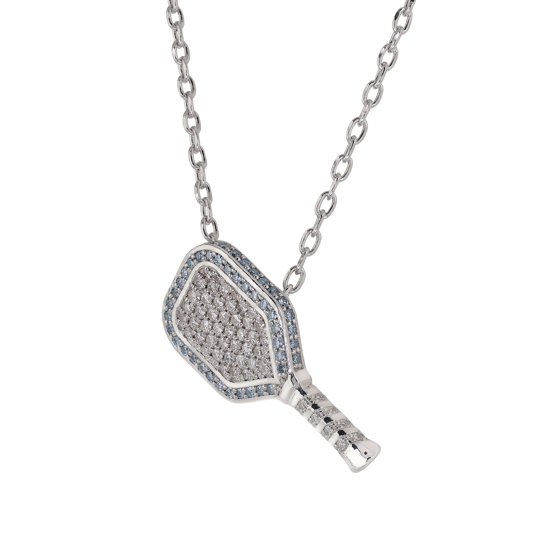 SILVER BLUE AND WHITE DIAMOND SET PADDELLE