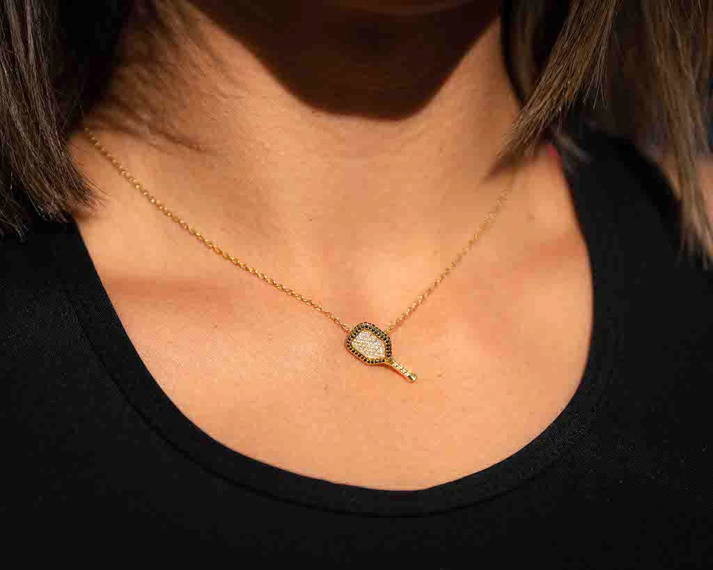 Black and White Diamond Signature Paddle Necklace