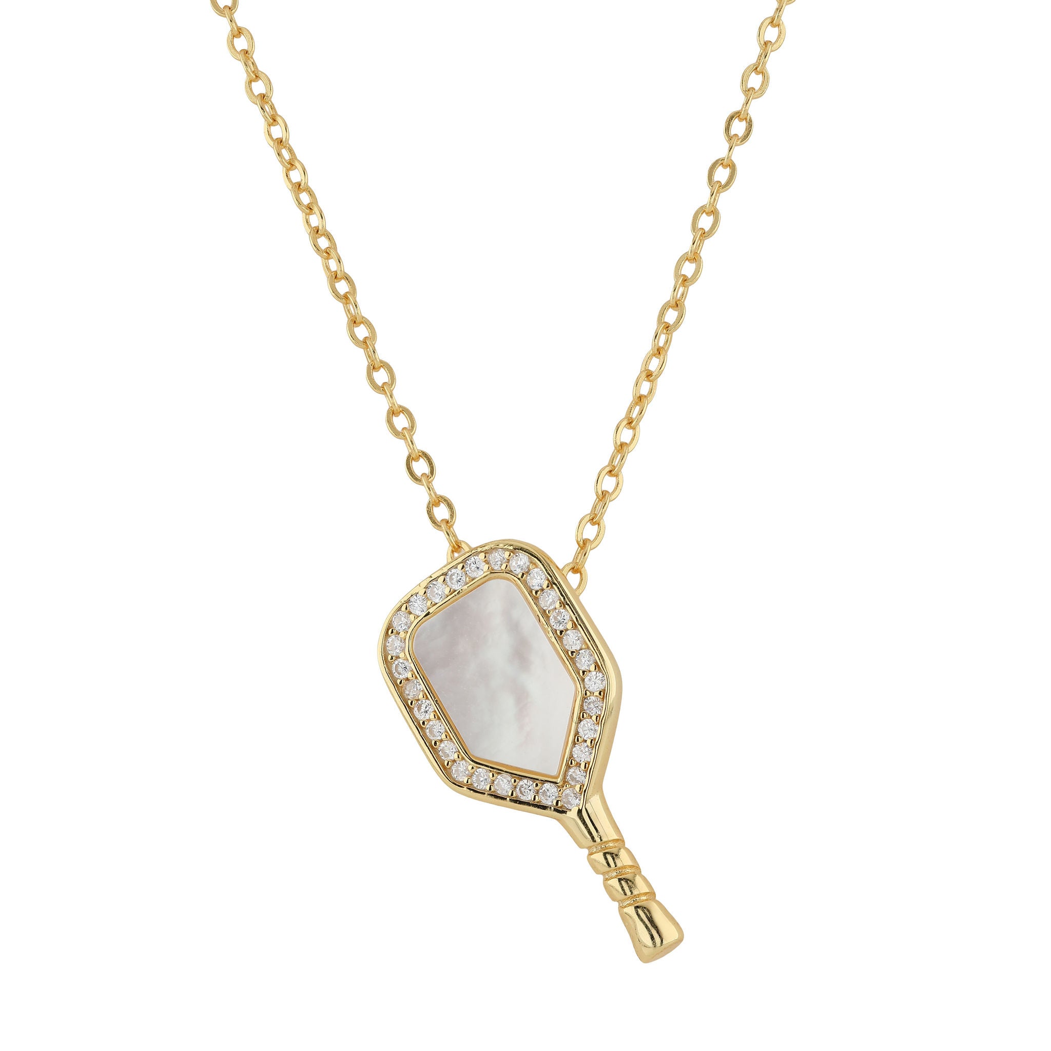 Mother Of Pearl Pickleball Pendant and chain