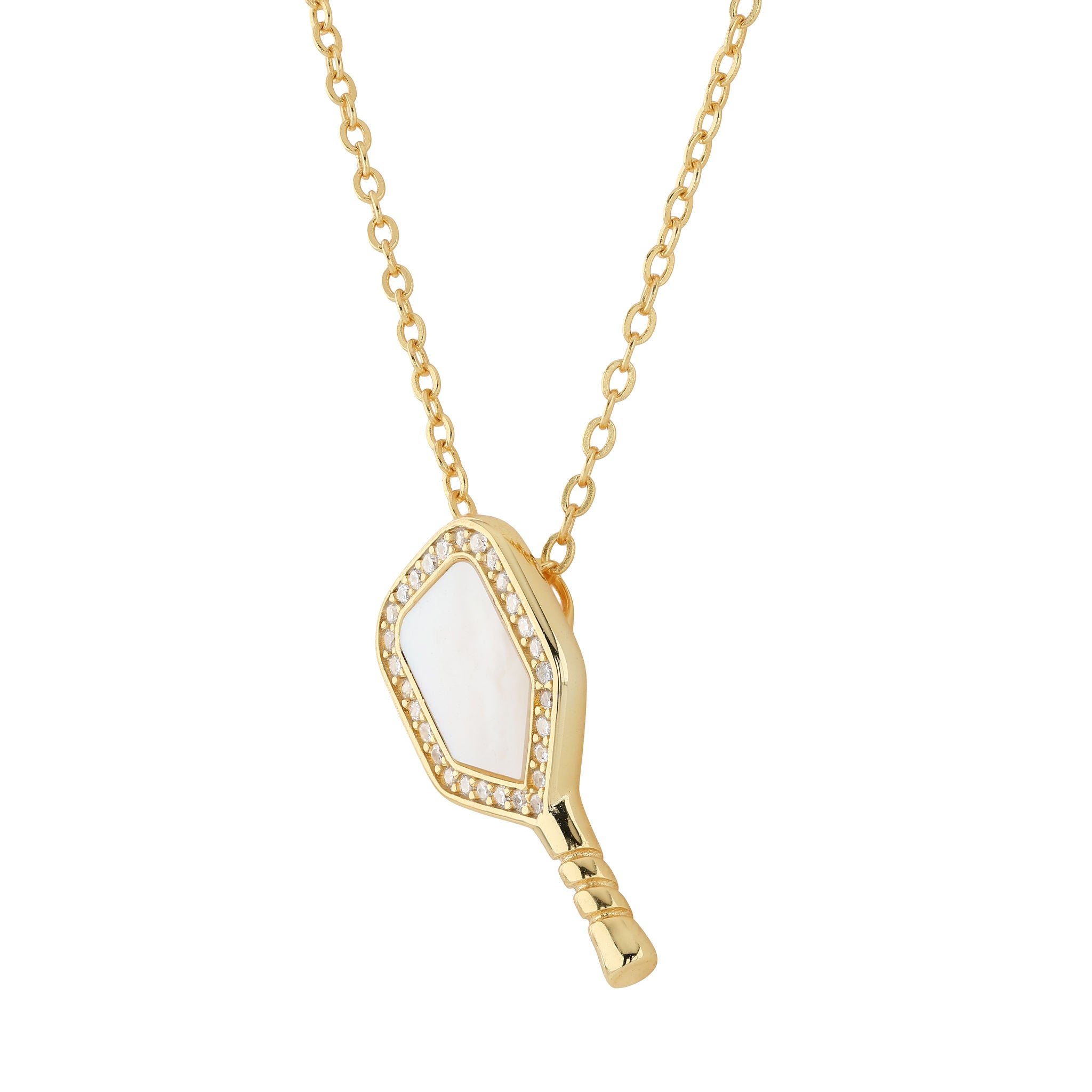 Mother Of Pearl Pickleball Pendant and chain