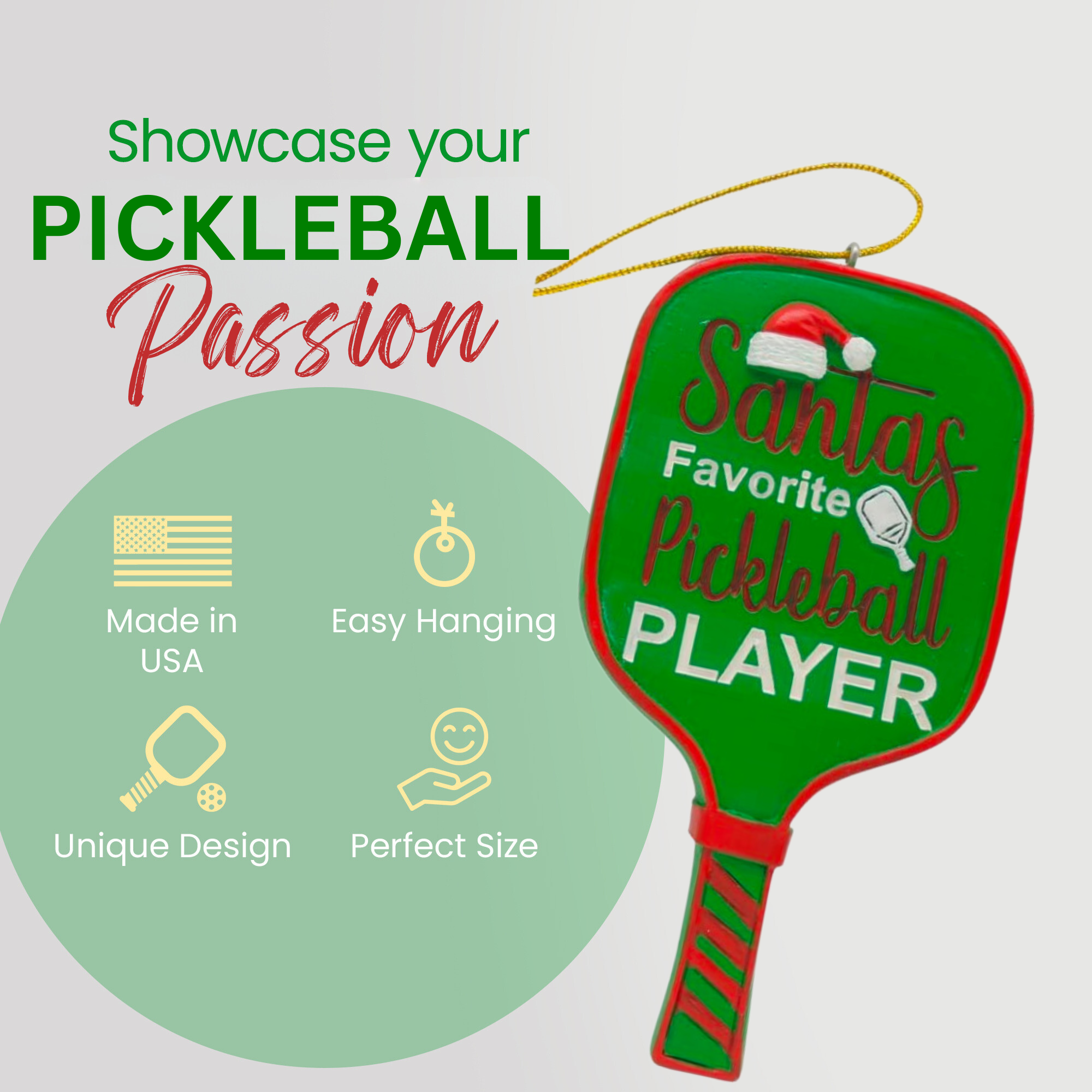 Pickleball Ornament - Santa's Favorite Pickleball Player