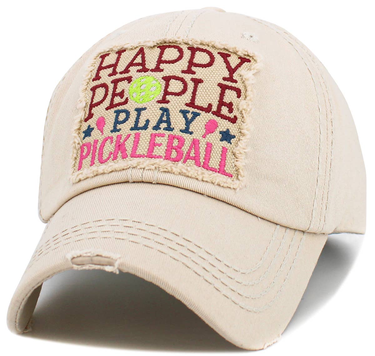 'Happy People Play Pickleball' Washed Vinted Cap