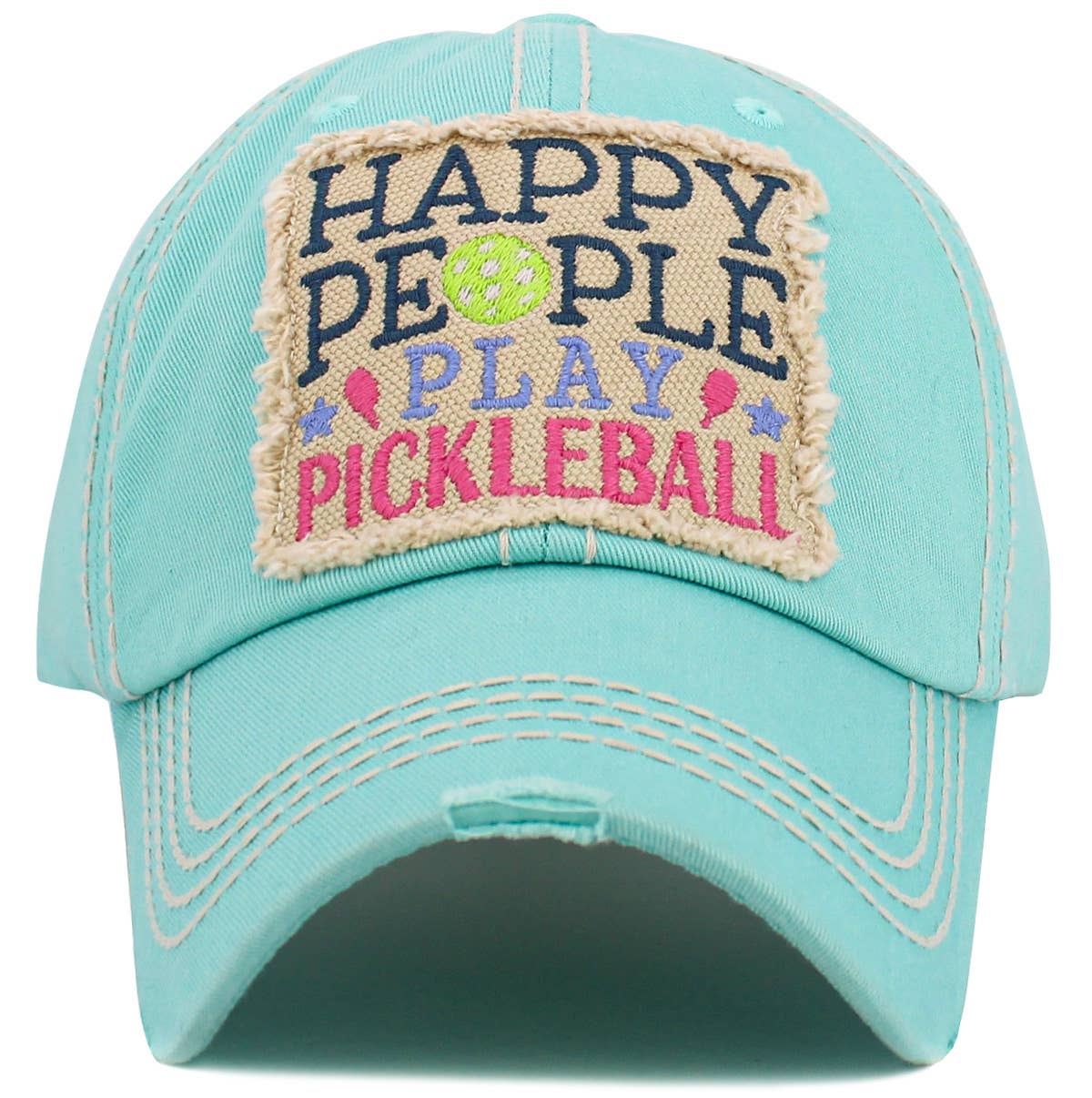 'Happy People Play Pickleball' Washed Vinted Cap